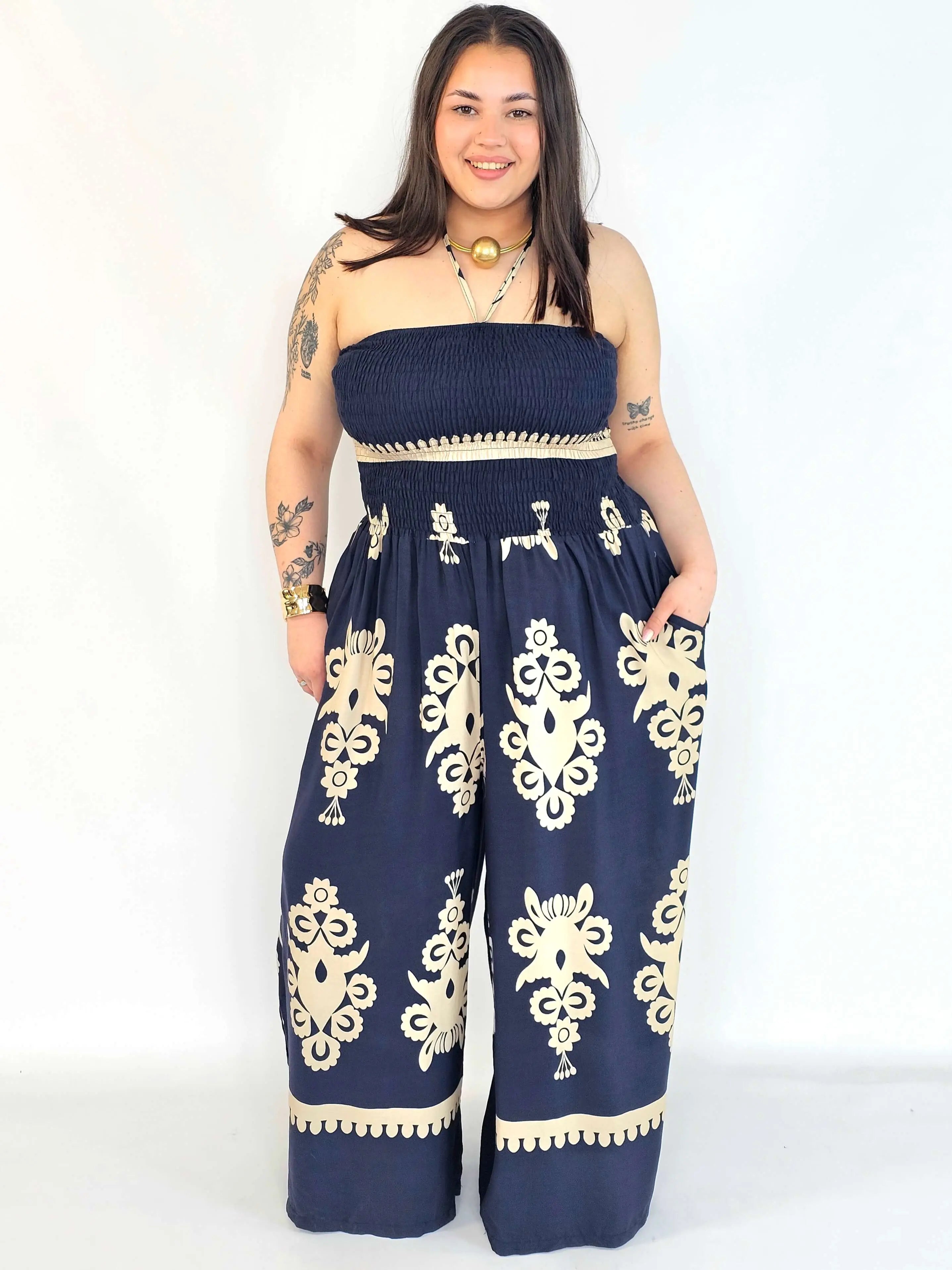 Kombinezon plus size bez ramiączek w eleganckim  kolorze Stylowa XL