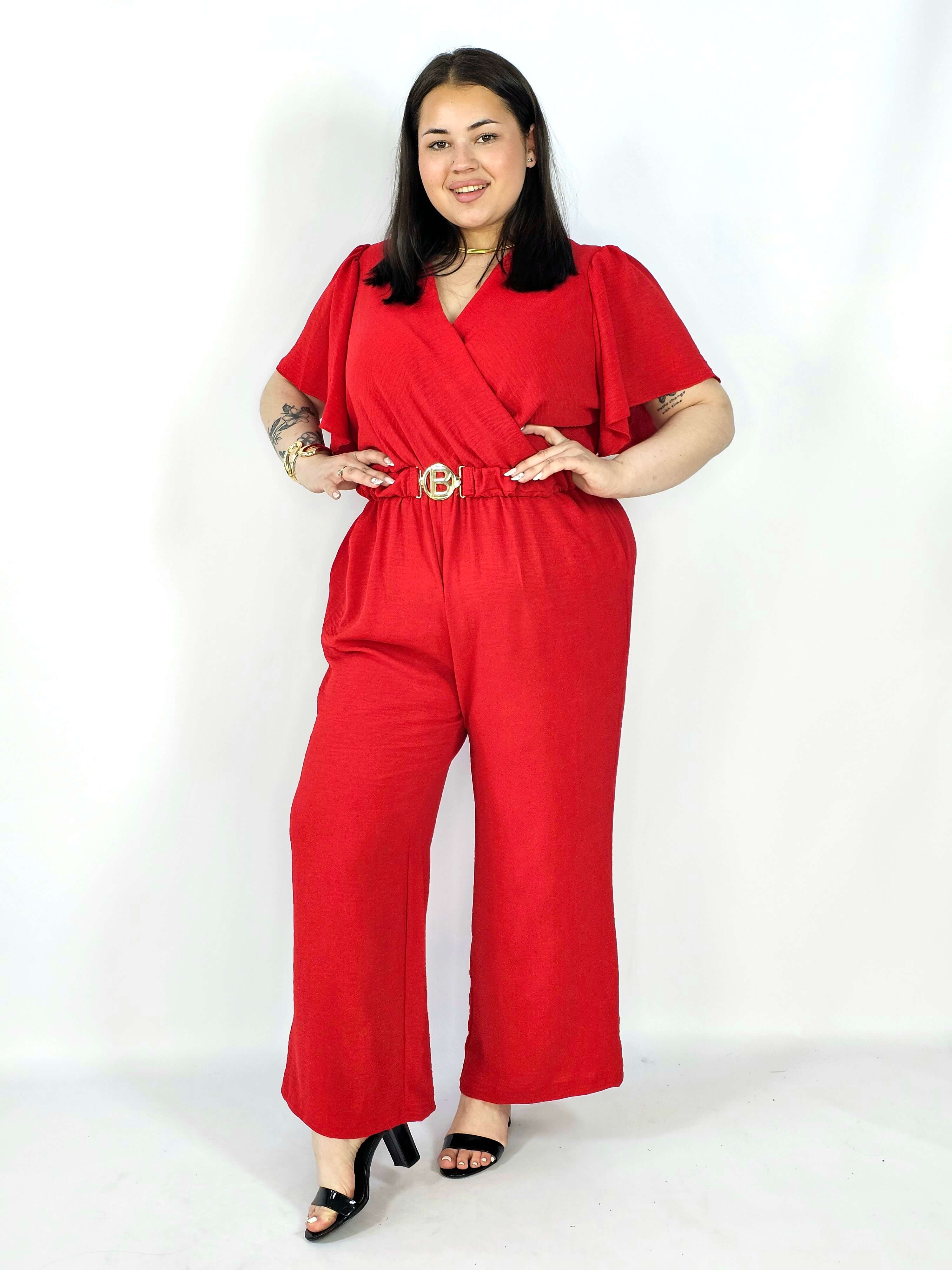 Kombinezon plus size z kopertowym dekoltem i paskiem – wygoda i styl XXL Stylowa XL