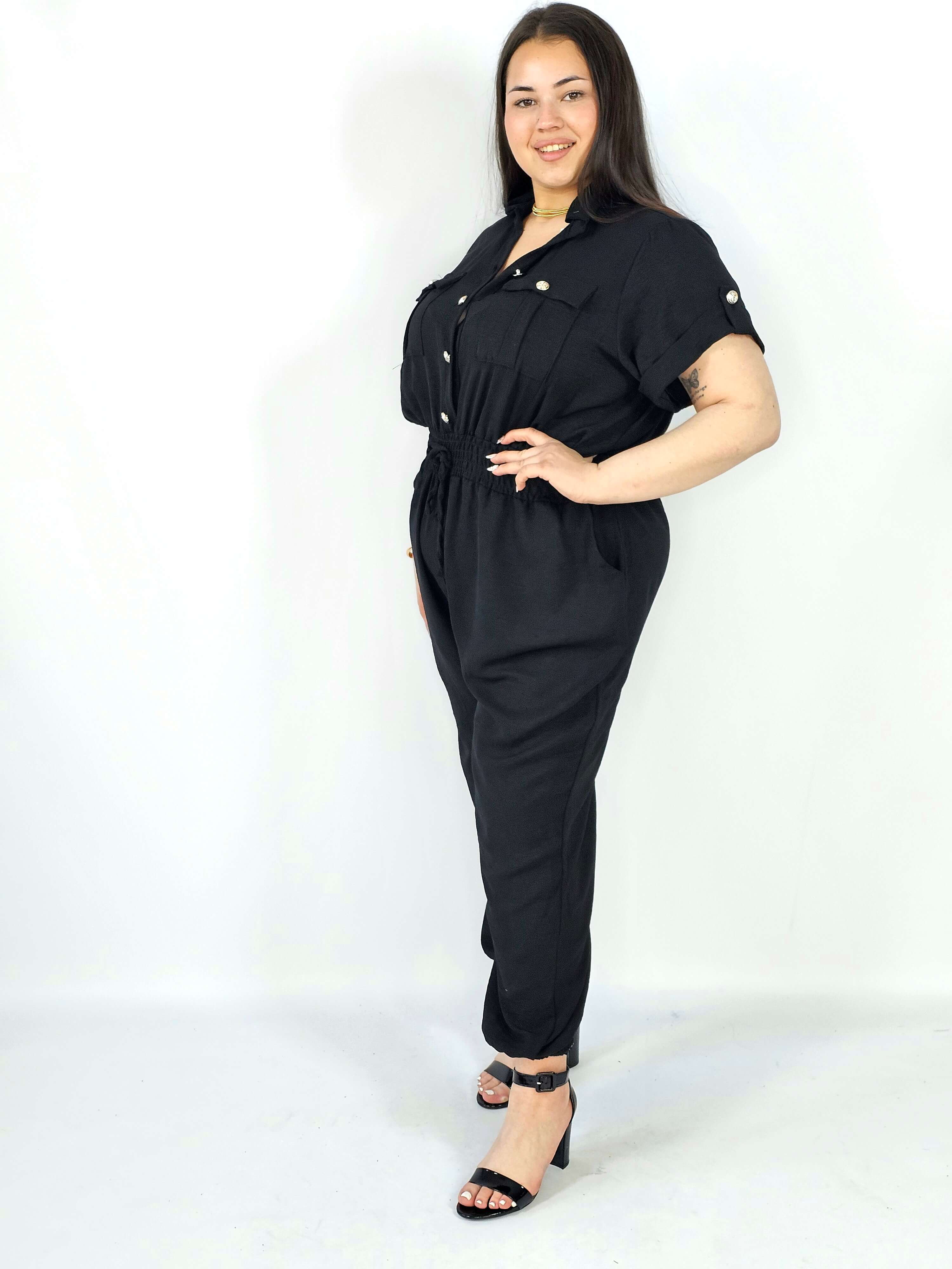 Kombinezon plus size z wiązaniem i kieszeniami – wygoda i styl XXL Stylowa XL