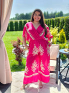 Kombinezon z Kremowym Wzorem - Elegancja w Boho Stylu - dwa kolory Stylowa XL