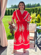Kombinezon z Kremowym Wzorem - Elegancja w Boho Stylu - dwa kolory Stylowa XL