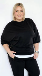 Komfortowy dres z ozdobnymi suwakami - czerń Stylowa XL