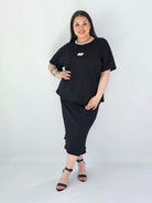 Komplet Plus Size Bluzka I Spódnica Prążkowany Z Ozdobnym Detalem Stylowa XL