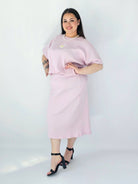 Komplet Plus Size Bluzka I Spódnica Prążkowany Z Ozdobnym Detalem Stylowa XL