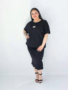 Komplet Plus Size Bluzka I Spódnica Prążkowany Z Ozdobnym Detalem Stylowa XL