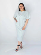Komplet Plus Size Bluzka I Spódnica Prążkowany Z Ozdobnym Detalem Stylowa XL