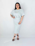 Komplet Plus Size Bluzka I Spódnica Prążkowany Z Ozdobnym Detalem Stylowa XL