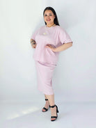 Komplet Plus Size Bluzka I Spódnica Prążkowany Z Ozdobnym Detalem Stylowa XL