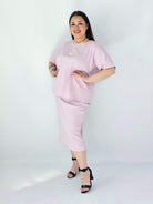 Komplet Plus Size Bluzka I Spódnica Prążkowany Z Ozdobnym Detalem Stylowa XL