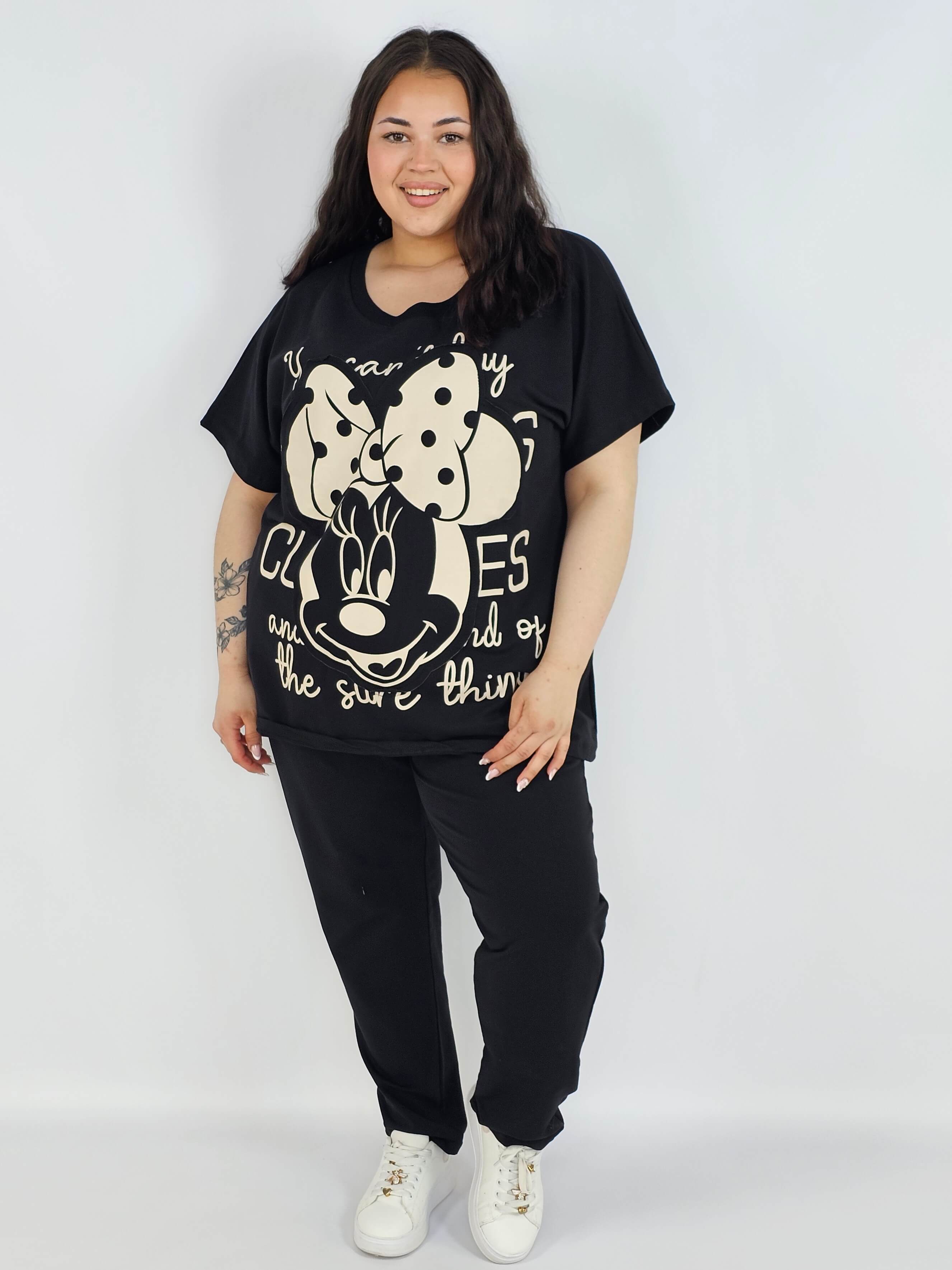 Komplet plus size XXL – bluzka i spodnie dresowe z modnym nadrukiem Stylowa XL