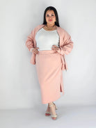 Komplet plus size – bluza na zamek i spódnica midi XXL Stylowa XL