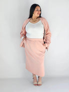 Komplet plus size – bluza na zamek i spódnica midi XXL Stylowa XL