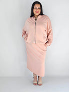 Komplet plus size – bluza na zamek i spódnica midi XXL Stylowa XL