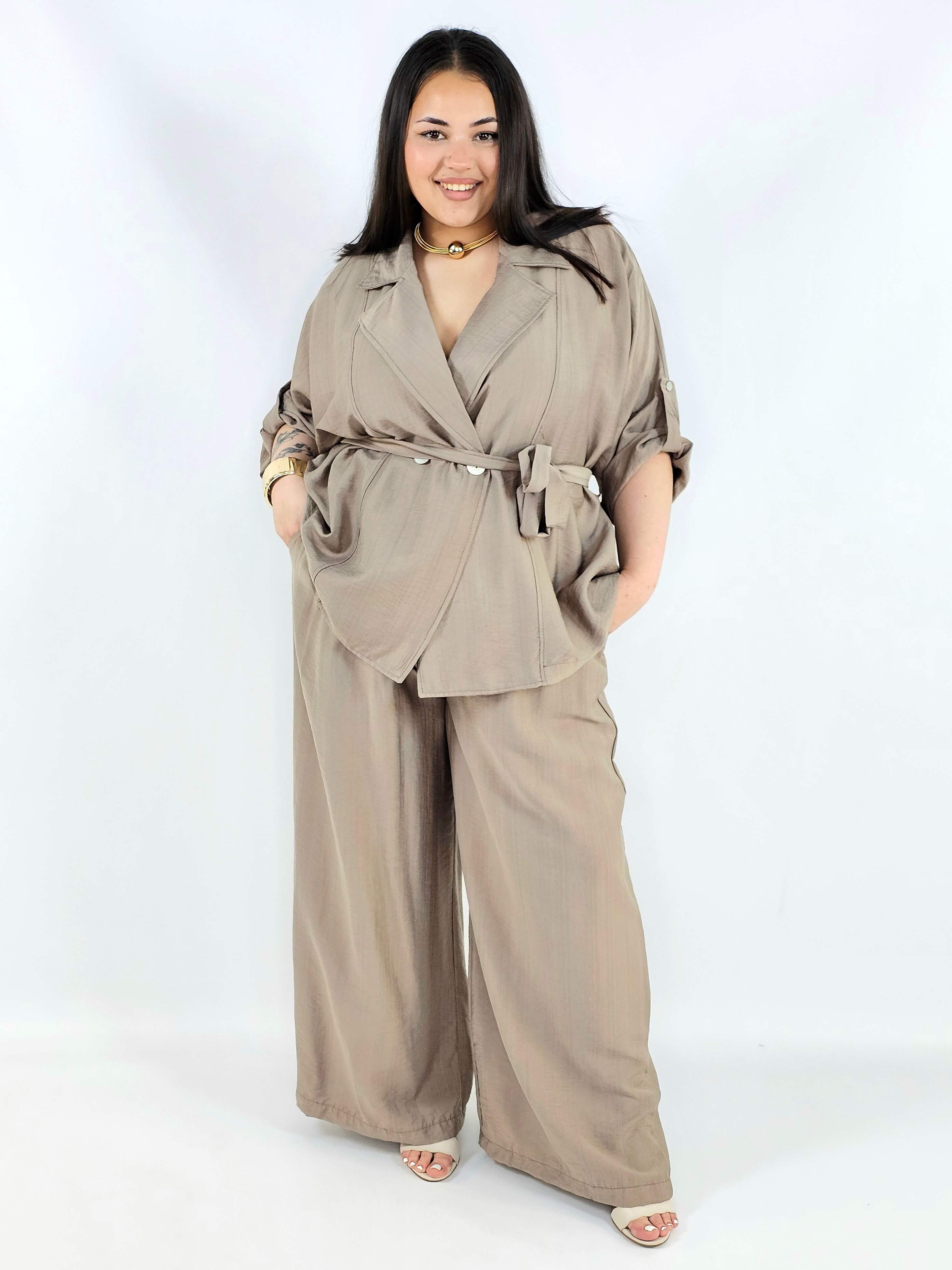Komplet plus size marynarka i spodnie elegancki oversize wygodny i stylowy Stylowa XL
