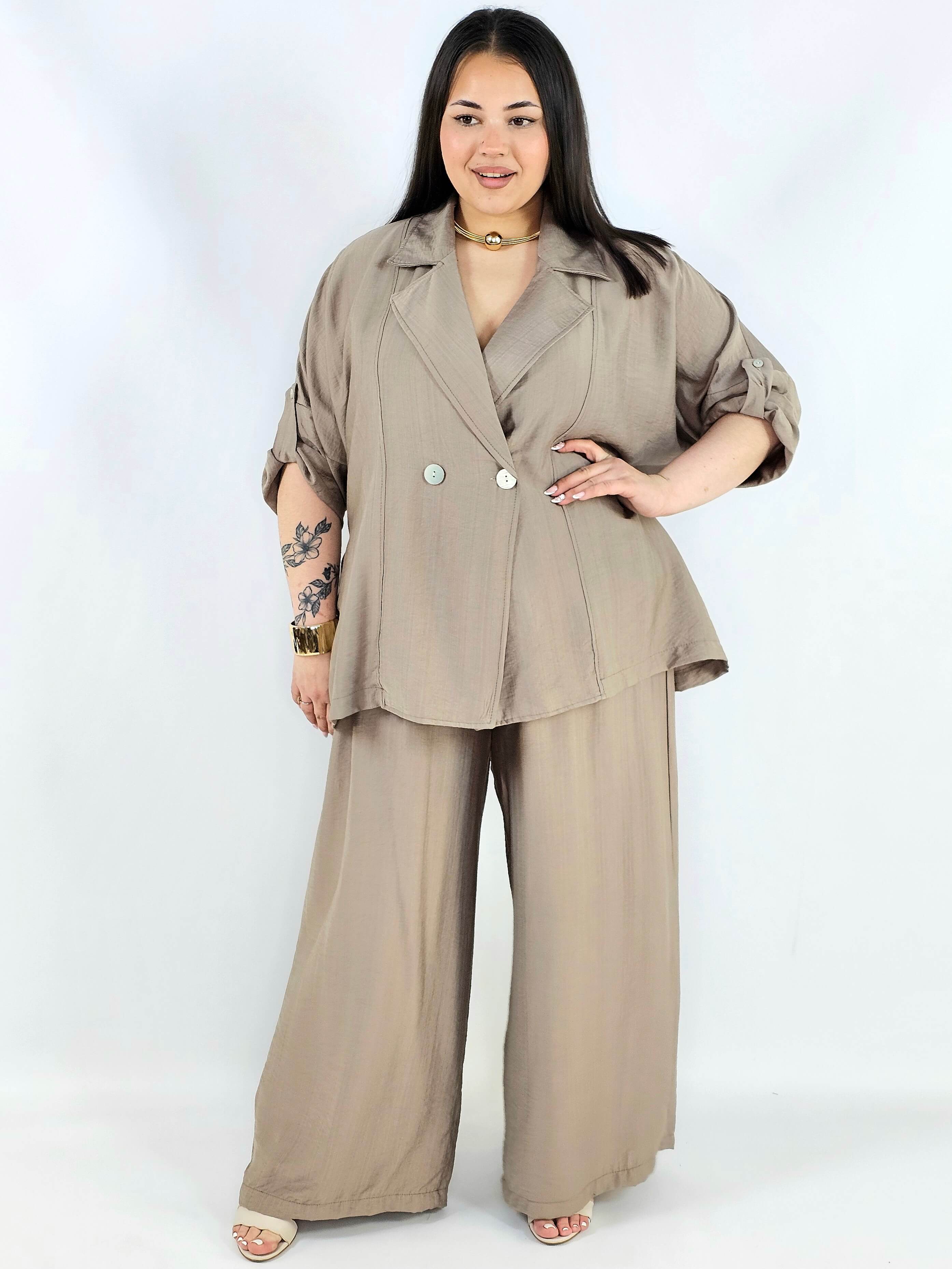 Komplet plus size marynarka i spodnie elegancki oversize wygodny i stylowy Stylowa XL