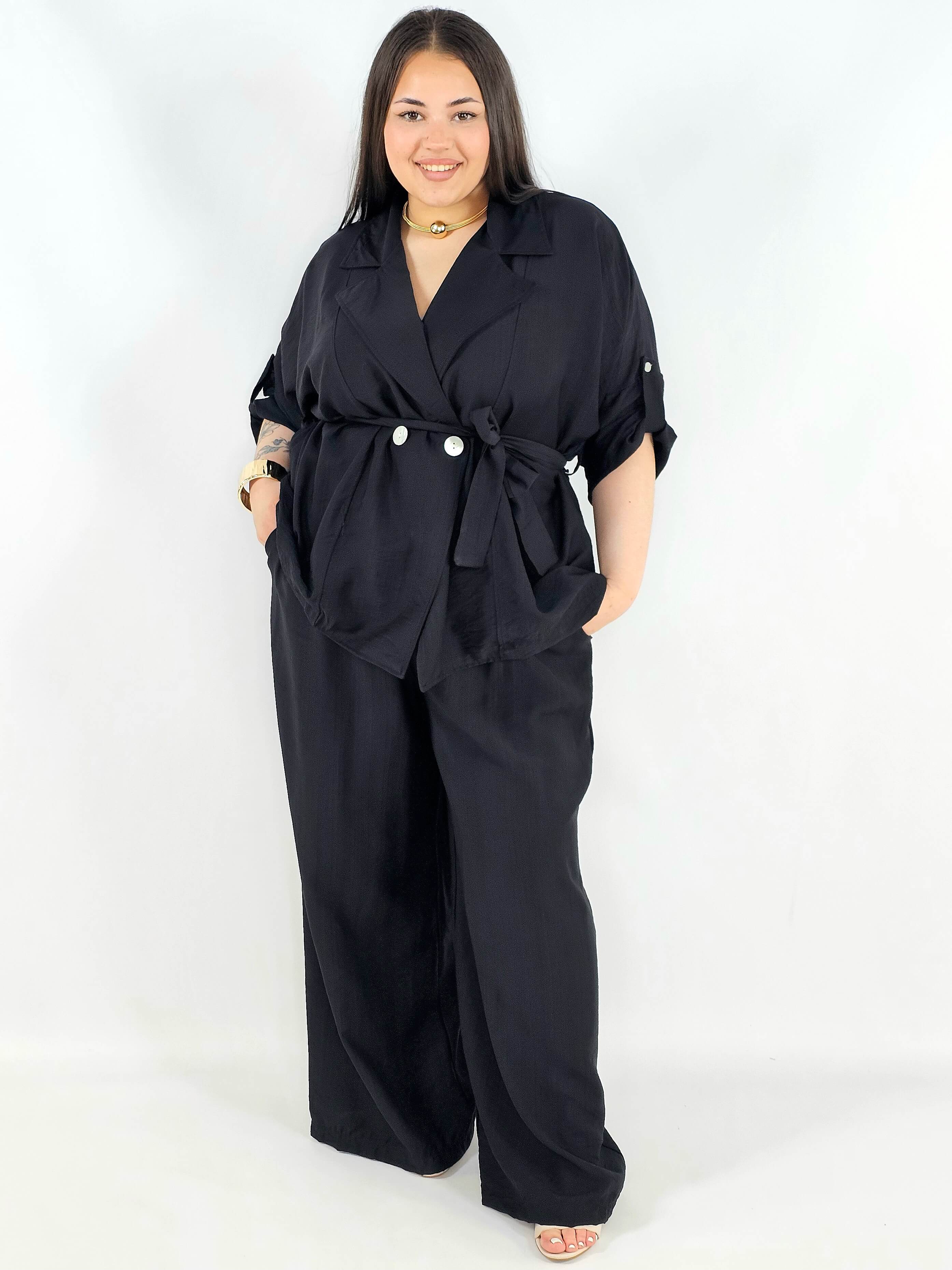 Komplet plus size marynarka i spodnie elegancki oversize wygodny i stylowy Stylowa XL