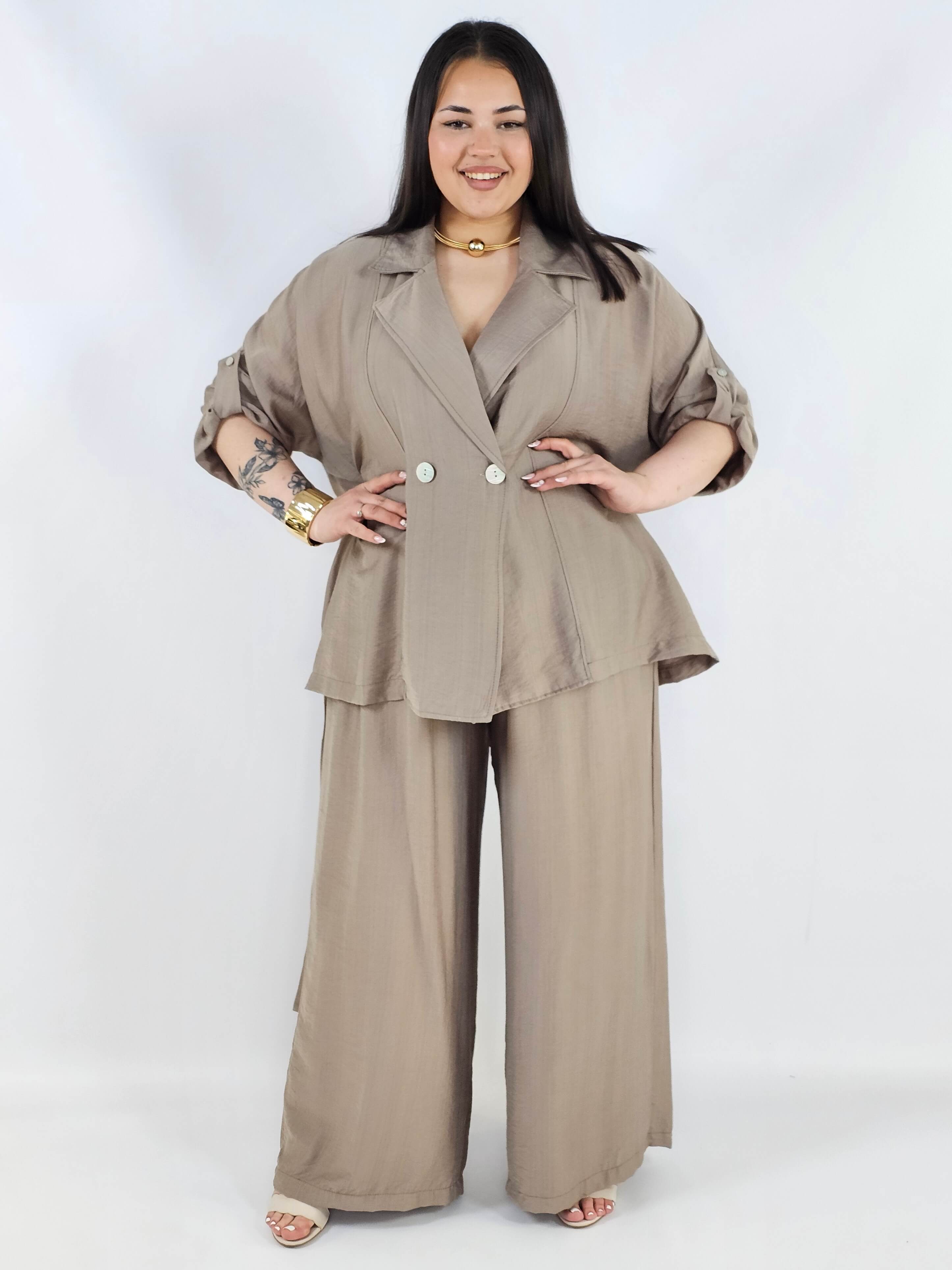 Komplet plus size marynarka i spodnie elegancki oversize wygodny i stylowy Stylowa XL