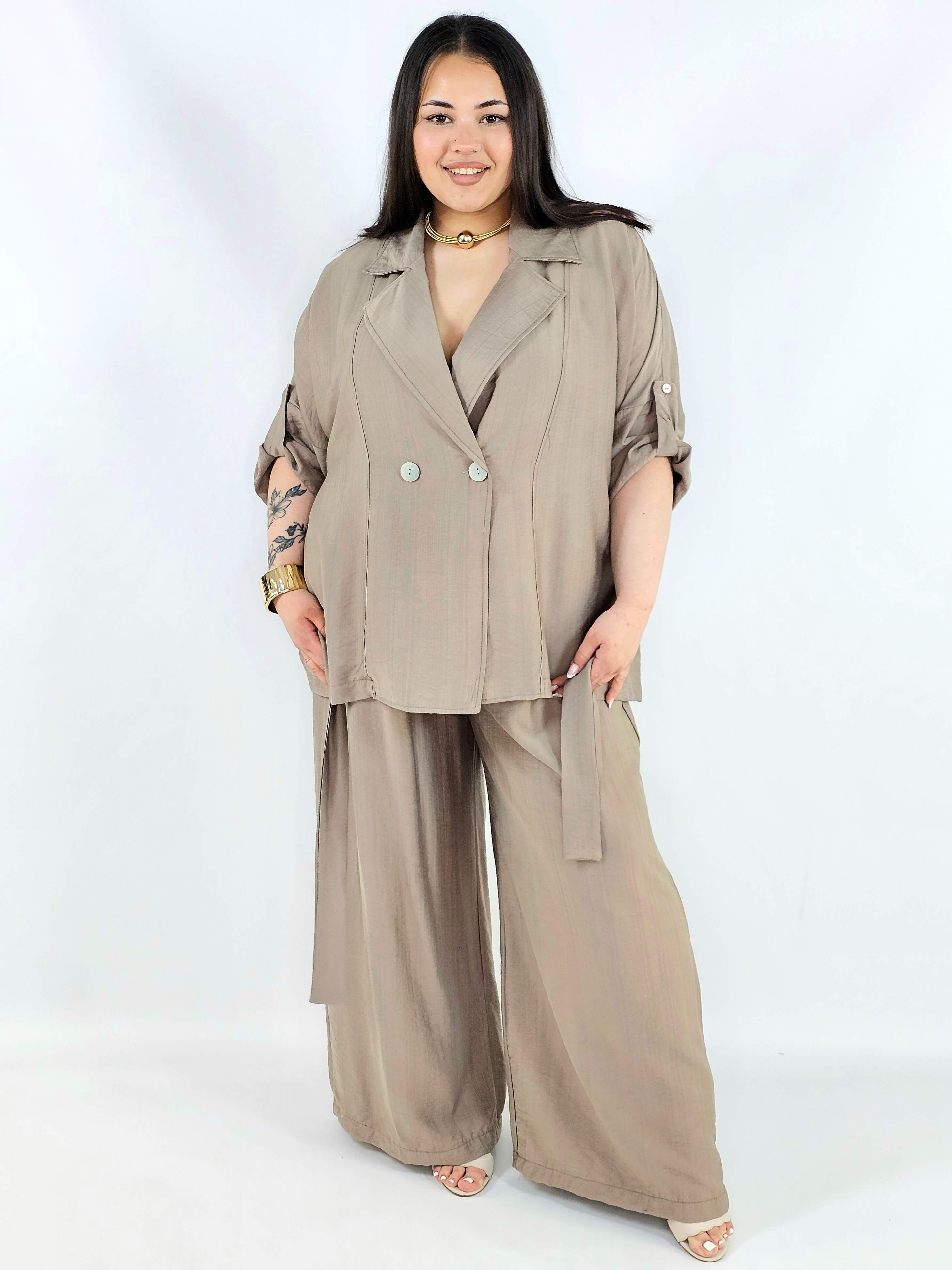 Komplet plus size marynarka i spodnie elegancki oversize wygodny i stylowy Stylowa XL