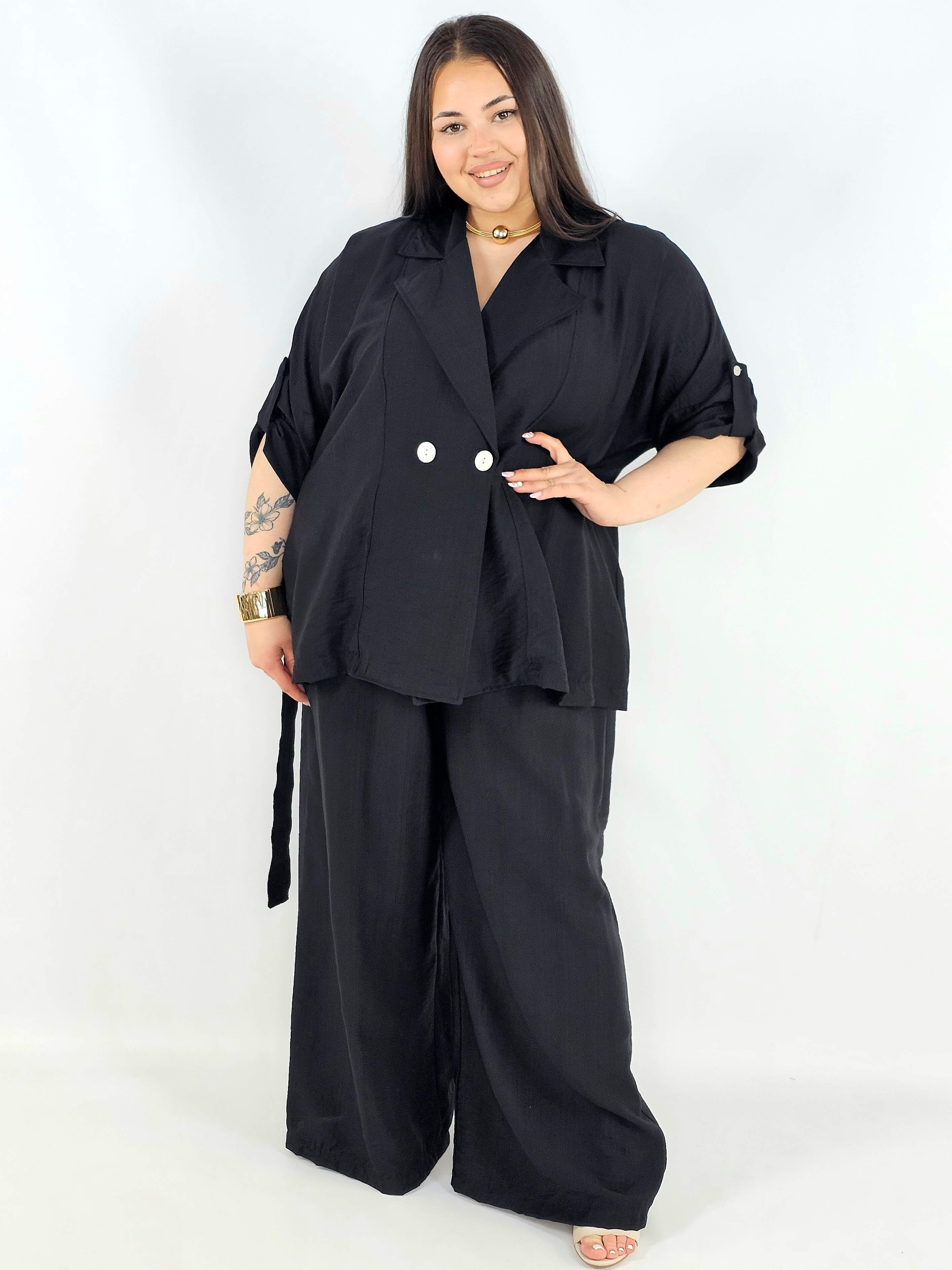 Komplet plus size marynarka i spodnie elegancki oversize wygodny i stylowy Stylowa XL