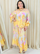 Komplet plus size z hiszpańską bluzką i szerokimi spodniami Stylowa XL