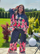 Komplet z plisowanymi spodniami i koszulą - kilka kolorów Stylowa XL