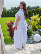 Komplet z wiązaną bluzką i szerokimi spodniami Stylowa XL