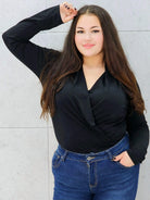 body kopertowe czarne  plus size – przód