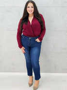 body kopertowe bordowe plus size – całość