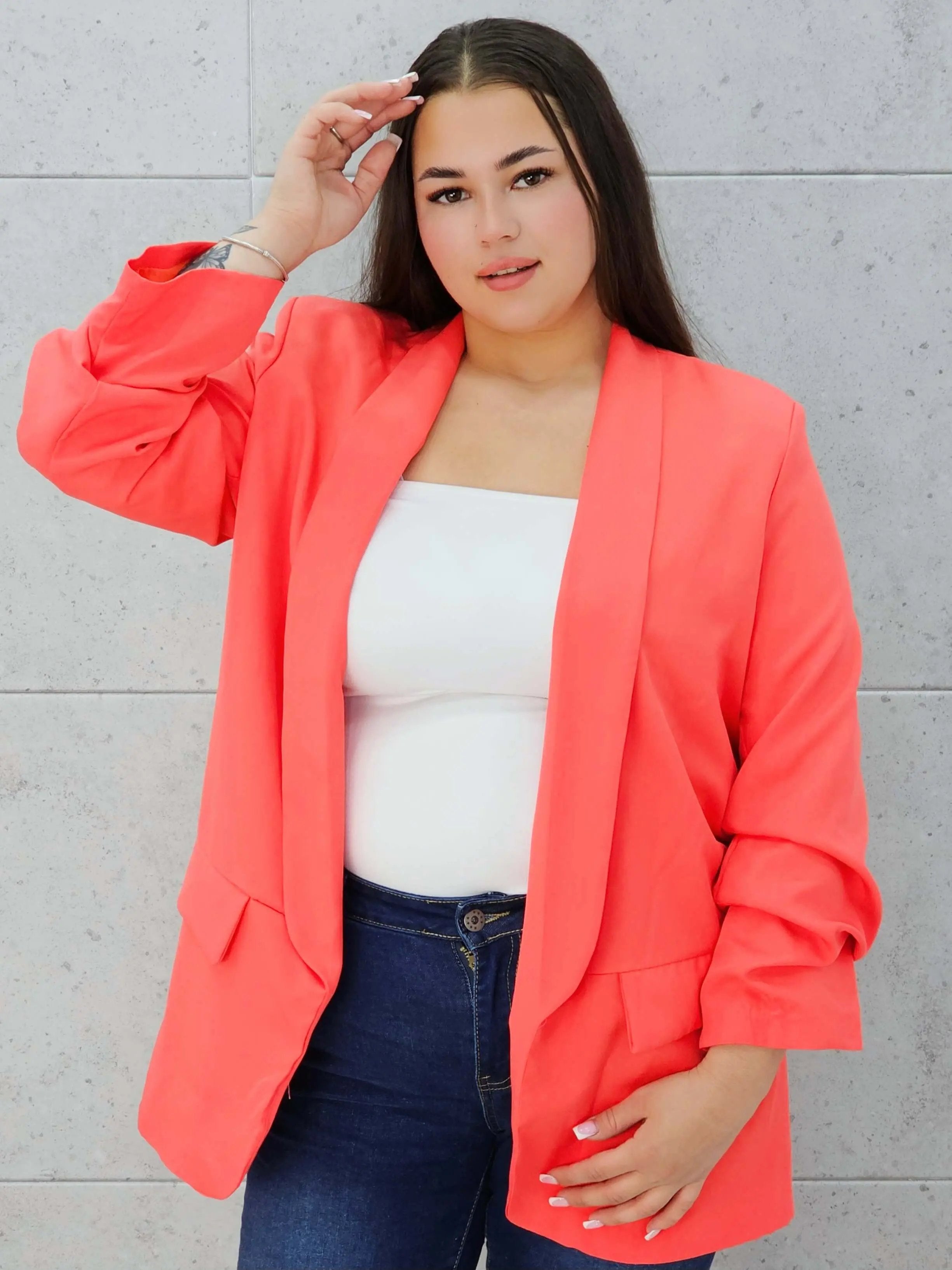 Koralowa marynarka plus size Stylowa XL