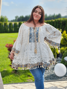 Koronkowa bluzka w stylu boho Stylowa XL