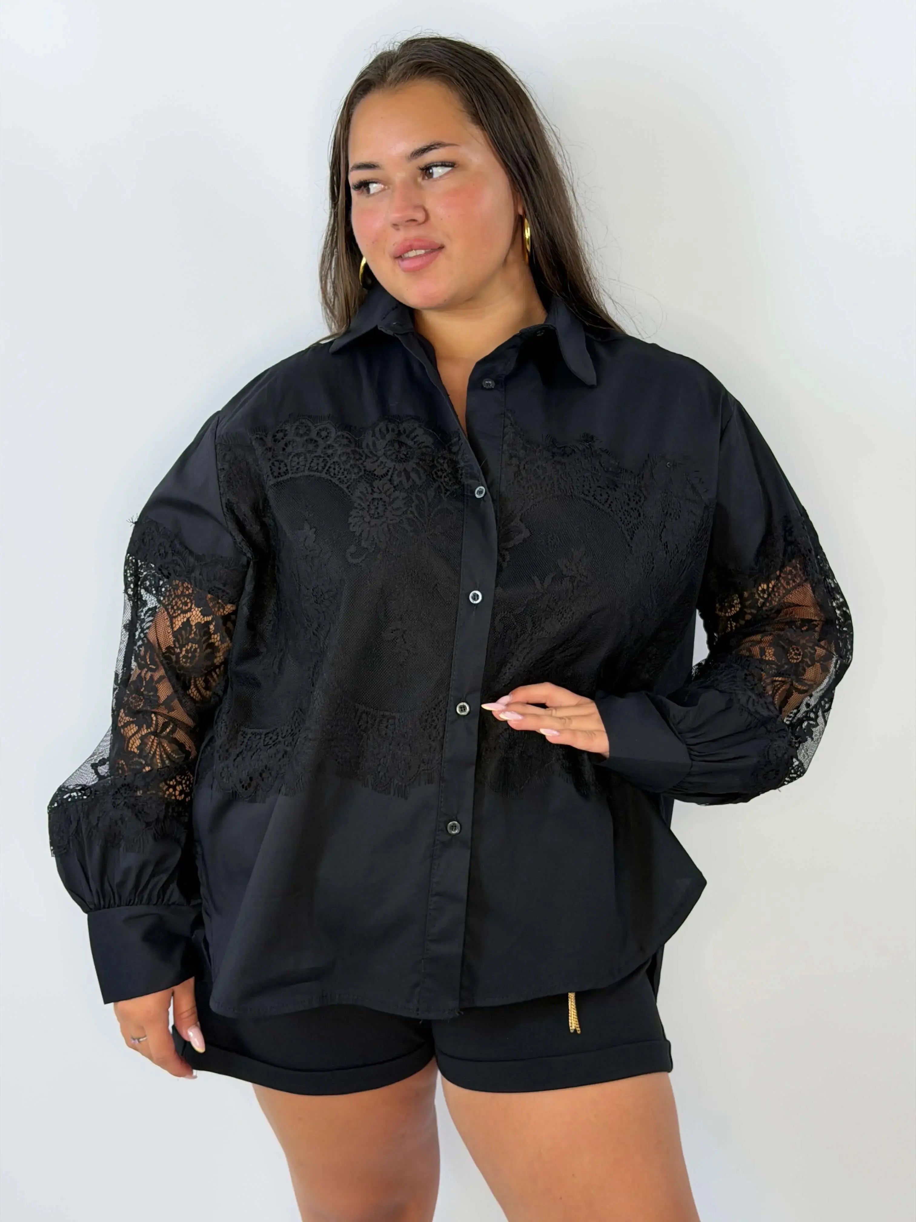Koszula Plus Size z koronkowymi wstawkami Stylowa XL
