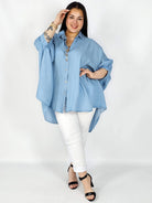Koszula jeansowa plus size oversize z szerokimi rękawami – Stylowa XL Stylowa XL
