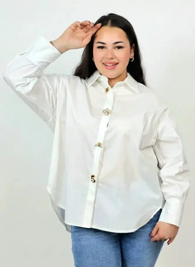 Koszula plus size XXL z ozdobnymi guzikami – klasyka dla kobiet plus size Stylowa XL