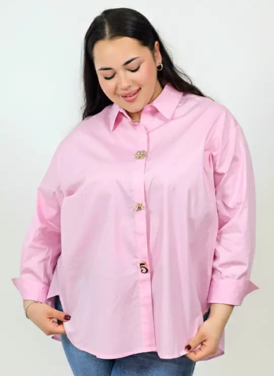Koszula plus size XXL z ozdobnymi guzikami – klasyka dla kobiet plus size Stylowa XL
