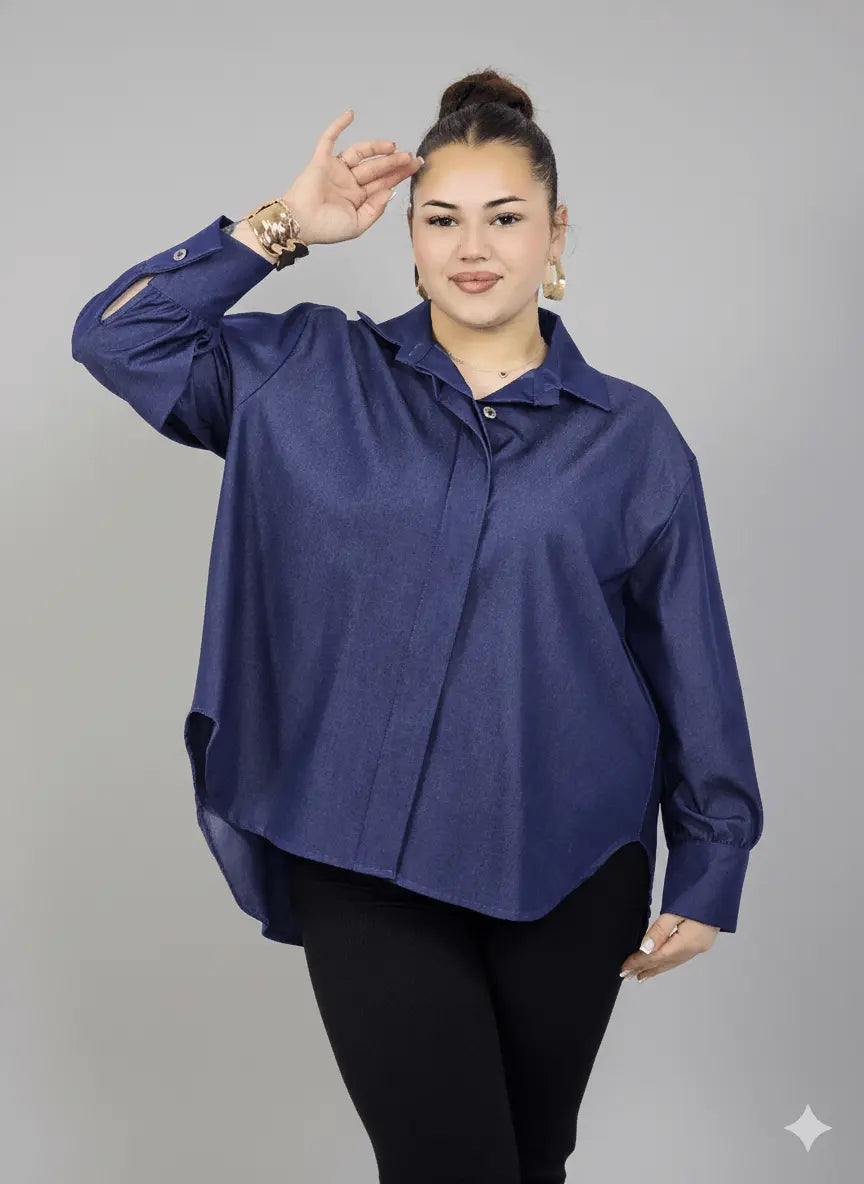 Koszula plus size damska klasyczna z kołnierzykiem – elegancka i wygodna Stylowa XL
