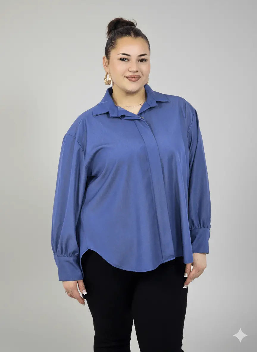 Koszula plus size damska klasyczna z kołnierzykiem – elegancka i wygodna Stylowa XL