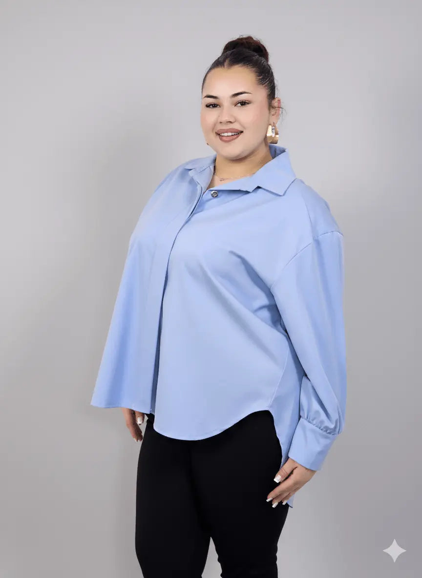Koszula plus size damska klasyczna z kołnierzykiem – elegancka i wygodna Stylowa XL
