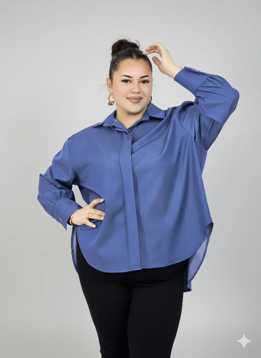 Koszula plus size damska klasyczna z kołnierzykiem – elegancka i wygodna Stylowa XL