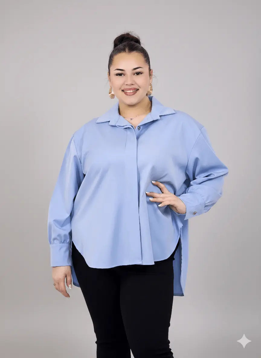 Koszula plus size damska klasyczna z kołnierzykiem – elegancka i wygodna Stylowa XL