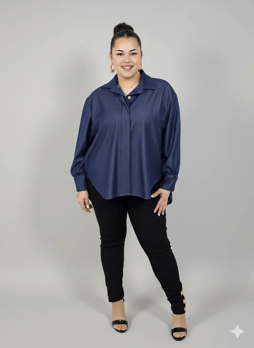 Koszula plus size damska klasyczna z kołnierzykiem – elegancka i wygodna Stylowa XL