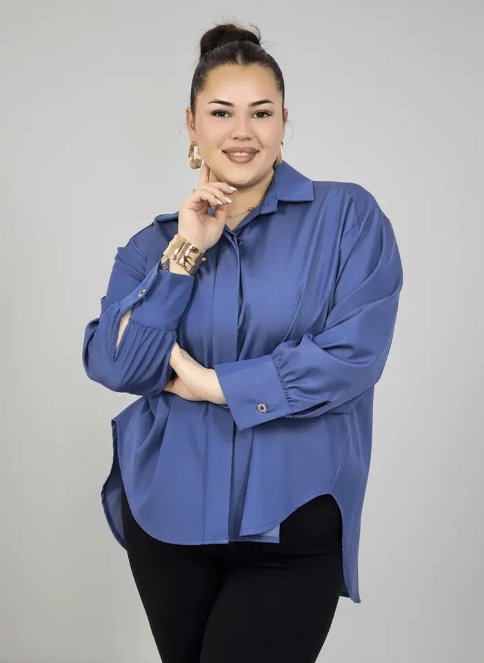 Koszula plus size damska klasyczna z kołnierzykiem – elegancka i wygodna Stylowa XL