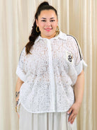 Koszula plus size koronkowa z kołnierzykiem Stylowa XL