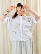 Koszula plus size koronkowa z kołnierzykiem Stylowa XL