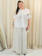 Koszula plus size koronkowa z kołnierzykiem Stylowa XL