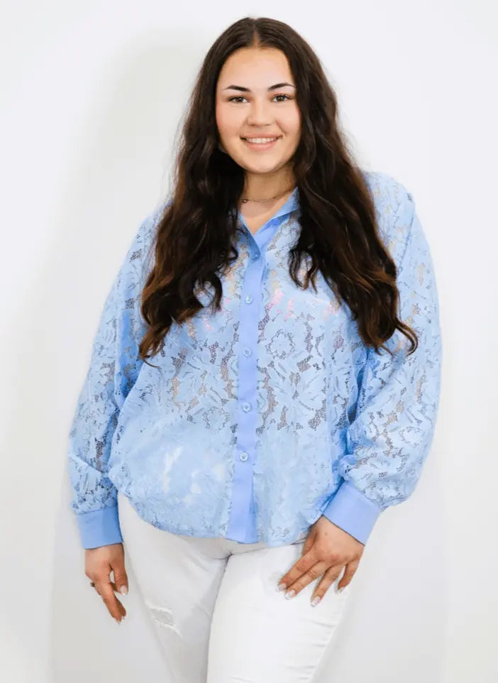 Koszula plus size koronkowa zapinana na guziki Stylowa XL