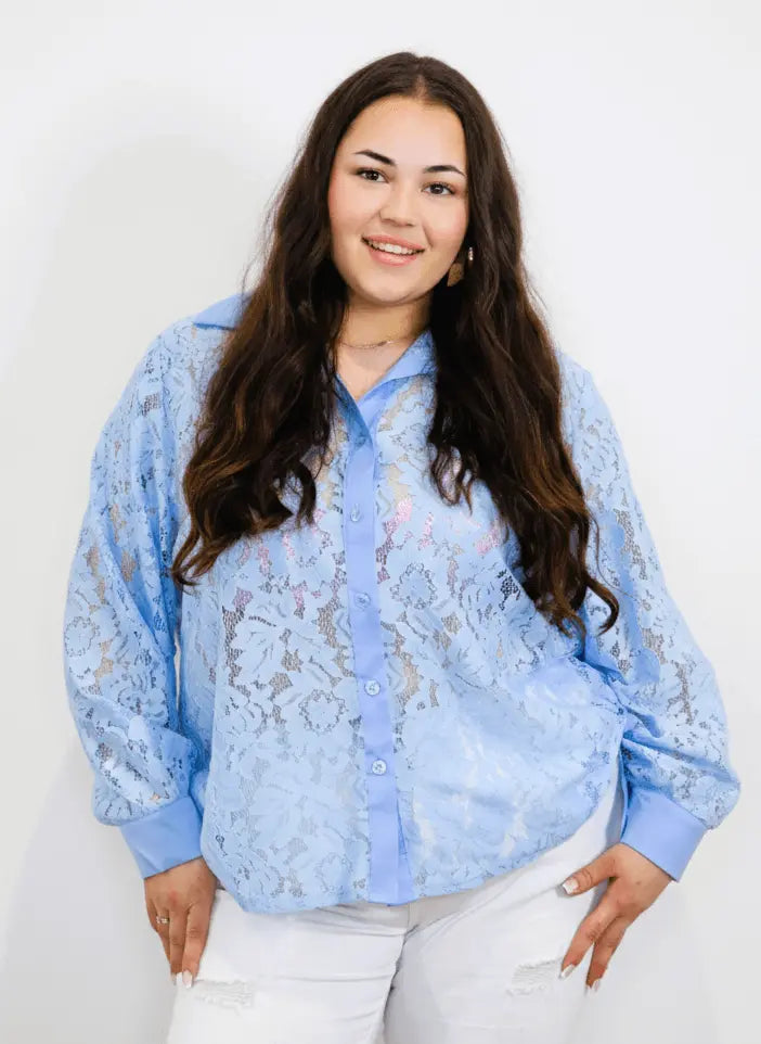 Koszula plus size koronkowa zapinana na guziki Stylowa XL