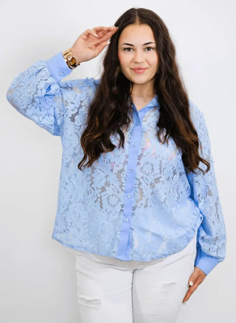 Koszula plus size koronkowa zapinana na guziki Stylowa XL