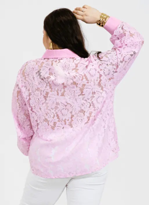 Koszula plus size koronkowa zapinana na guziki Stylowa XL