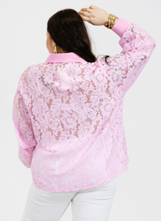 Koszula plus size koronkowa zapinana na guziki Stylowa XL