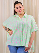 Koszula plus size oversize w paski – kolorowa koszula damska XXL z printem Stylowa XL